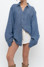 Load image into Gallery viewer, 7 FOR ALL MANKIND x Heathered Blue Linen Oversized Buttonup (M-XL)