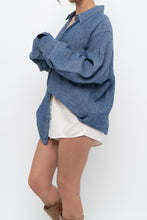Load image into Gallery viewer, 7 FOR ALL MANKIND x Heathered Blue Linen Oversized Buttonup (M-XL)