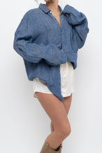 Load image into Gallery viewer, 7 FOR ALL MANKIND x Heathered Blue Linen Oversized Buttonup (M-XL)
