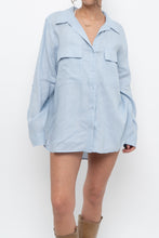 Load image into Gallery viewer, BABATON x Light Blue Oversized Linen Buttonup (S-XL)
