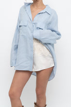 Load image into Gallery viewer, BABATON x Light Blue Oversized Linen Buttonup (S-XL)