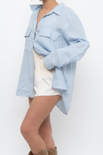 Load image into Gallery viewer, BABATON x Light Blue Oversized Linen Buttonup (S-XL)