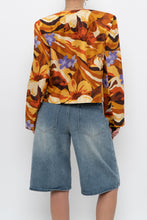 Load image into Gallery viewer, Vintage x HARVE BERNARD Orange Floral Raw Silk Blazer (XS-M)