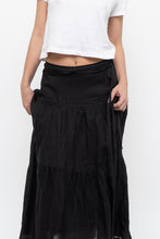 Load image into Gallery viewer, Vintage x DKNY Black Ramie, Cotton Pleated Maxi Skirt (L, XL)
