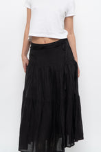 Load image into Gallery viewer, Vintage x DKNY Black Ramie, Cotton Pleated Maxi Skirt (L, XL)