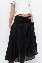 Load image into Gallery viewer, Vintage x DKNY Black Ramie, Cotton Pleated Maxi Skirt (L, XL)