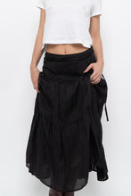 Load image into Gallery viewer, Vintage x DKNY Black Ramie, Cotton Pleated Maxi Skirt (L, XL)