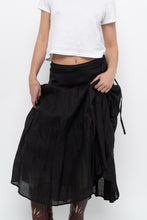 Load image into Gallery viewer, Vintage x DKNY Black Ramie, Cotton Pleated Maxi Skirt (L, XL)
