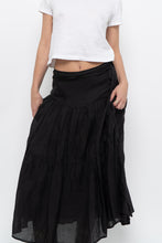 Load image into Gallery viewer, Vintage x DKNY Black Ramie, Cotton Pleated Maxi Skirt (L, XL)