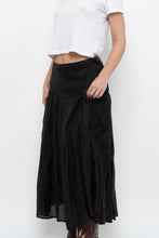 Load image into Gallery viewer, Vintage x DKNY Black Ramie, Cotton Pleated Maxi Skirt (L, XL)