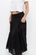 Load image into Gallery viewer, Vintage x DKNY Black Ramie, Cotton Pleated Maxi Skirt (L, XL)
