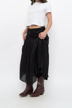 Load image into Gallery viewer, Vintage x DKNY Black Ramie, Cotton Pleated Maxi Skirt (L, XL)