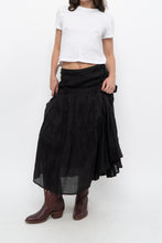 Load image into Gallery viewer, Vintage x DKNY Black Ramie, Cotton Pleated Maxi Skirt (L, XL)