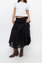 Load image into Gallery viewer, Vintage x DKNY Black Ramie, Cotton Pleated Maxi Skirt (L, XL)