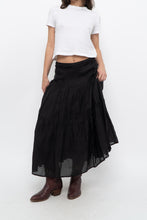 Load image into Gallery viewer, Vintage x DKNY Black Ramie, Cotton Pleated Maxi Skirt (L, XL)
