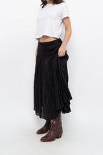 Load image into Gallery viewer, Vintage x DKNY Black Ramie, Cotton Pleated Maxi Skirt (L, XL)