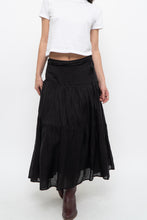 Load image into Gallery viewer, Vintage x DKNY Black Ramie, Cotton Pleated Maxi Skirt (L, XL)