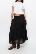 Load image into Gallery viewer, Vintage x DKNY Black Ramie, Cotton Pleated Maxi Skirt (L, XL)