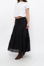 Load image into Gallery viewer, Vintage x DKNY Black Ramie, Cotton Pleated Maxi Skirt (L, XL)