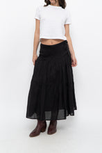 Load image into Gallery viewer, Vintage x DKNY Black Ramie, Cotton Pleated Maxi Skirt (L, XL)
