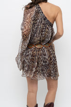 Load image into Gallery viewer, Vintage x Made in USA x Silk Leopard Rhinestone Mini Dress (XS-M)