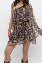 Load image into Gallery viewer, Vintage x Made in USA x Silk Leopard Rhinestone Mini Dress (XS-M)