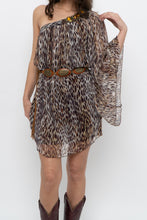 Load image into Gallery viewer, Vintage x Made in USA x Silk Leopard Rhinestone Mini Dress (XS-M)