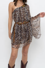 Load image into Gallery viewer, Vintage x Made in USA x Silk Leopard Rhinestone Mini Dress (XS-M)