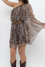 Load image into Gallery viewer, Vintage x Made in USA x Silk Leopard Rhinestone Mini Dress (XS-M)