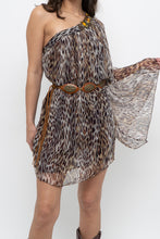 Load image into Gallery viewer, Vintage x Made in USA x Silk Leopard Rhinestone Mini Dress (XS-M)