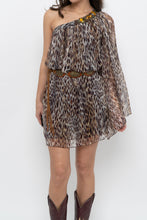 Load image into Gallery viewer, Vintage x Made in USA x Silk Leopard Rhinestone Mini Dress (XS-M)