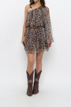 Load image into Gallery viewer, Vintage x Made in USA x Silk Leopard Rhinestone Mini Dress (XS-M)
