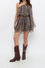 Load image into Gallery viewer, Vintage x Made in USA x Silk Leopard Rhinestone Mini Dress (XS-M)