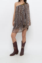 Load image into Gallery viewer, Vintage x Made in USA x Silk Leopard Rhinestone Mini Dress (XS-M)