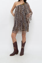Load image into Gallery viewer, Vintage x Made in USA x Silk Leopard Rhinestone Mini Dress (XS-M)
