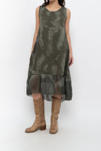 Load image into Gallery viewer, Vintage x Made in Italy x Green Tie-Dye Linen Midi Dress (XS-M)