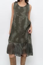 Load image into Gallery viewer, Vintage x Made in Italy x Green Tie-Dye Linen Midi Dress (XS-M)