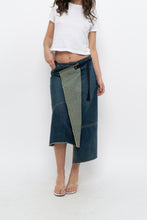 Load image into Gallery viewer, Vintage x Reworked Darkwash Midi Denim Skirt (S, M)