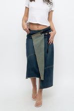 Load image into Gallery viewer, Vintage x Reworked Darkwash Midi Denim Skirt (S, M)