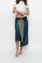 Load image into Gallery viewer, Vintage x Reworked Darkwash Midi Denim Skirt (S, M)