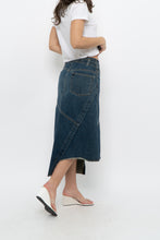 Load image into Gallery viewer, Vintage x Reworked Darkwash Midi Denim Skirt (S, M)