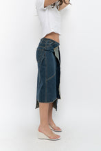 Load image into Gallery viewer, Vintage x Reworked Darkwash Midi Denim Skirt (S, M)