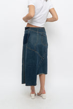 Load image into Gallery viewer, Vintage x Reworked Darkwash Midi Denim Skirt (S, M)