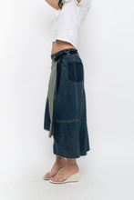 Load image into Gallery viewer, Vintage x Reworked Darkwash Midi Denim Skirt (S, M)