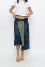 Load image into Gallery viewer, Vintage x Reworked Darkwash Midi Denim Skirt (S, M)