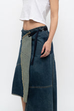 Load image into Gallery viewer, Vintage x Reworked Darkwash Midi Denim Skirt (S, M)