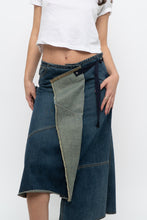 Load image into Gallery viewer, Vintage x Reworked Darkwash Midi Denim Skirt (S, M)