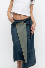 Load image into Gallery viewer, Vintage x Reworked Darkwash Midi Denim Skirt (S, M)