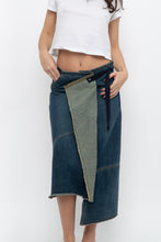 Load image into Gallery viewer, Vintage x Reworked Darkwash Midi Denim Skirt (S, M)
