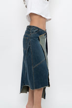 Load image into Gallery viewer, Vintage x Reworked Darkwash Midi Denim Skirt (S, M)